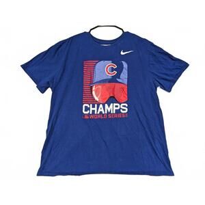 Nike Cubs 2016 World Series Champs Tee Graphic T-Shirt Blue Men's XXL